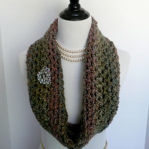 Soft Chunky Grays Pinks Infinity Scarf Wrap